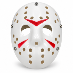 Vit hockeymask med r�da detaljer - Horror Mask