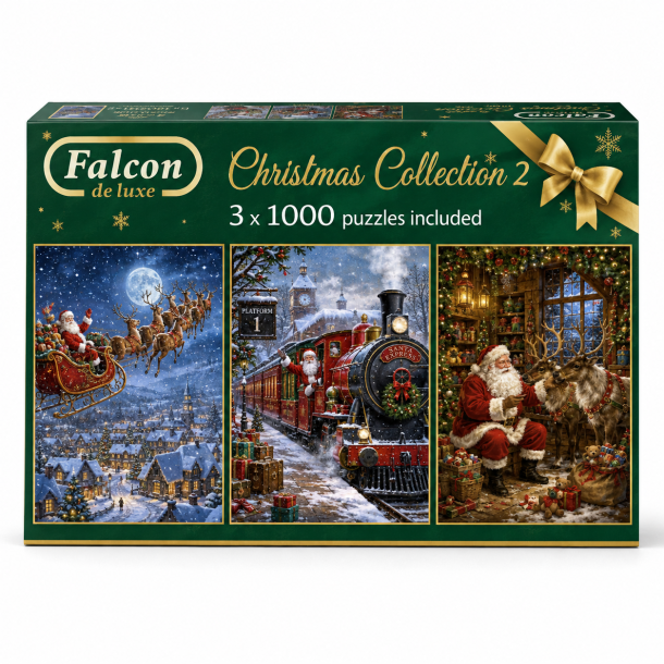 Falcon de Luxe julepuslespil � 3 x 1000 brikker