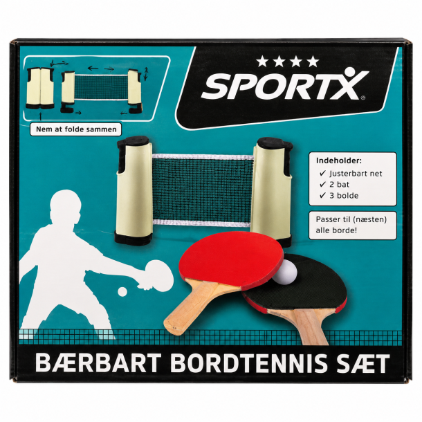 Bordtenniss�t med udtr�ksnet, 2 bat og 3 bolde
