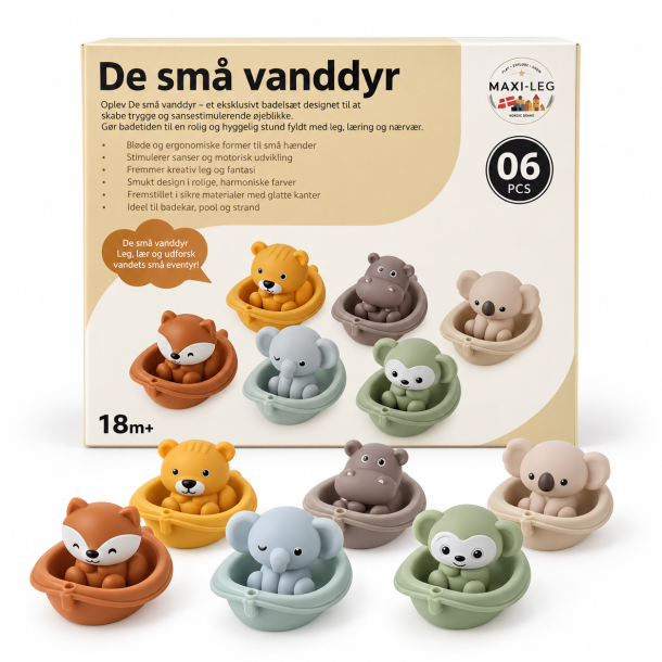 De Sm� Vanddyr - Badeleget�j med 3 Dyr og 3 B�de, 6 Dele - Assorteret