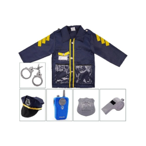 Poliskostym f�r barn med bl� jacka och tillbeh�r