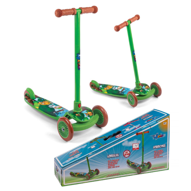 3-hjulet l�behjul til b�rn i gr�n med motiv