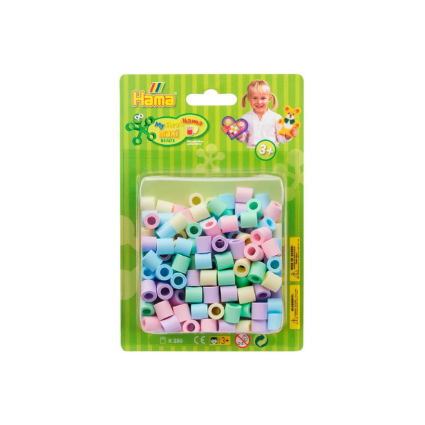 HAMA Maxi perler 250 stk pastel mix nr. 2, 95-98 - Blisterpakke