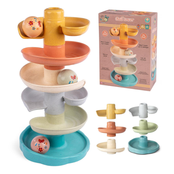 Ballekspil med rullende kugler og farvet�rn til baby