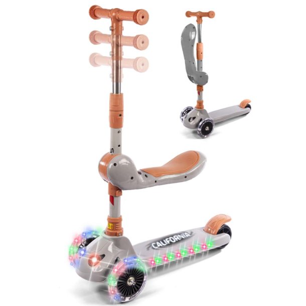 3-i-1 l�behjul til b�rn med s�de og LED hjul