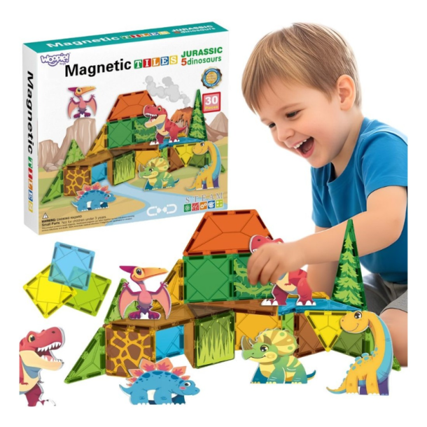 Magnetic Tiles Jurassic bygges�t med dinosaurer