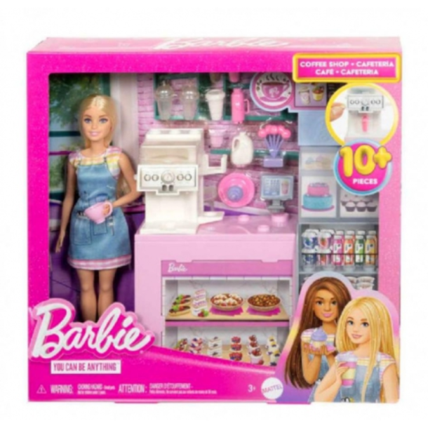 Barbie Coffee Shop leges�t med dukke og caf�