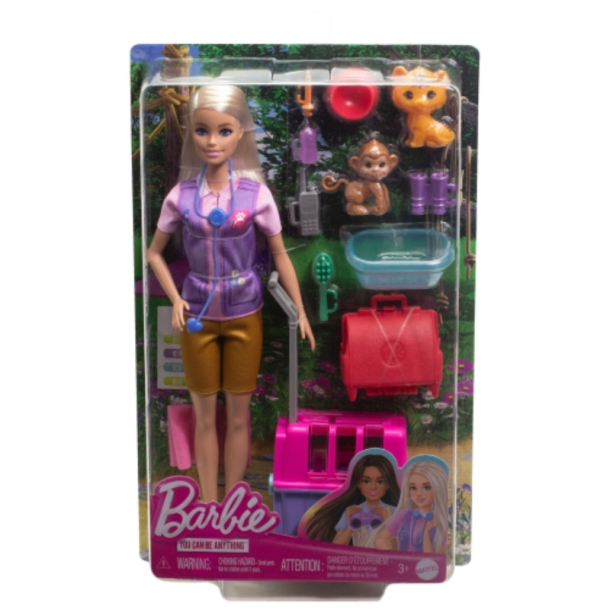 Barbie dyrl�ge leges�t med dukke og dyr
