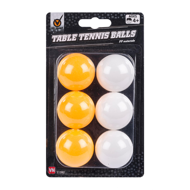 Bordtennisbolde 6 stk i orange og hvid