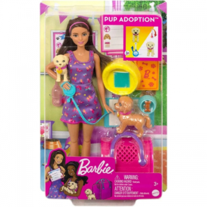 Barbie Pup Adoption-docka med valpar lekset