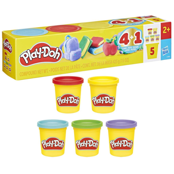 Play-Doh modellervoks 5-pack (4+1) farver