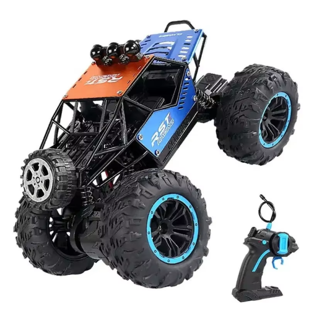 Fjernstyret offroad-bil med store terr�nd�k og lys - Bl�