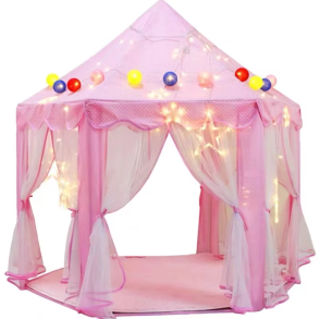 Pink prinsessetelt med gardiner