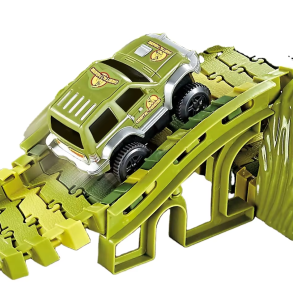 Dinosaurieracerbana med loop och bil – 121 delar