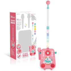 Karaokes�t til b�rn med mikrofonstativ og lys - Pink