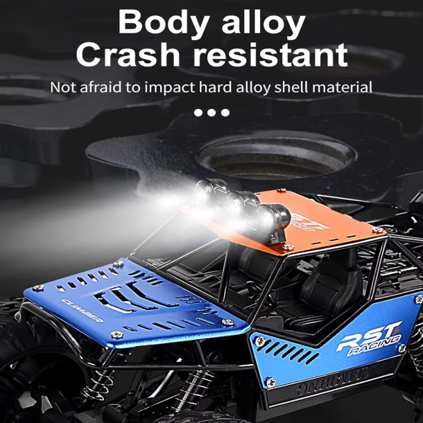 Fjernstyret offroad-bil med store terr�nd�k og lys - Gr�n