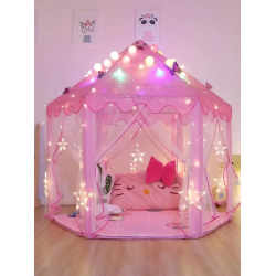 Pink prinsessetelt med gardiner