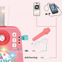 Karaokes�t til b�rn med mikrofonstativ og lys - Pink