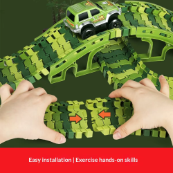 Stor dinosaur-racerbane med 2 biler - 320 dele