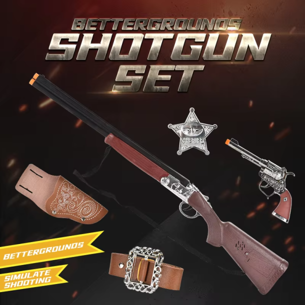 Cowboy-leget�jss�t med gev�r, revolver og tilbeh�r
