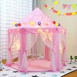 Pink prinsessetelt med gardiner