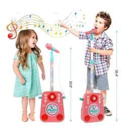 Karaokes�t til b�rn med mikrofonstativ og lys - Pink