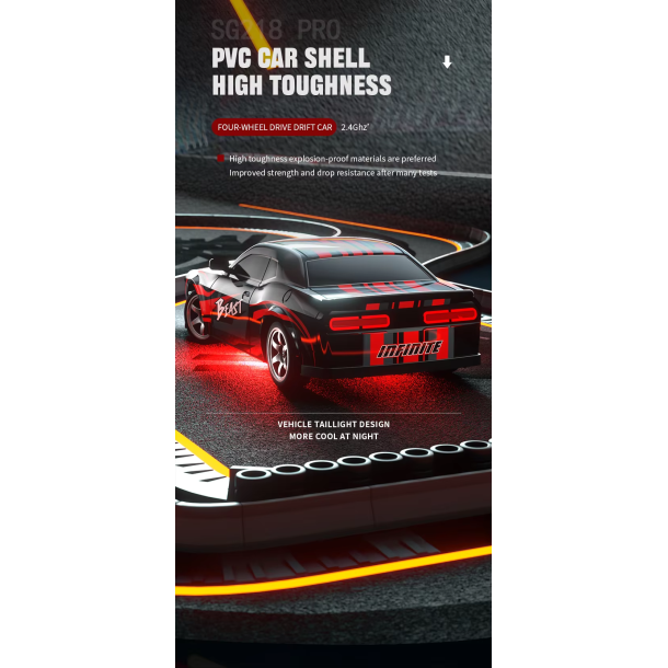 SG218 Pro fjernstyret 4WD driftbil med lys