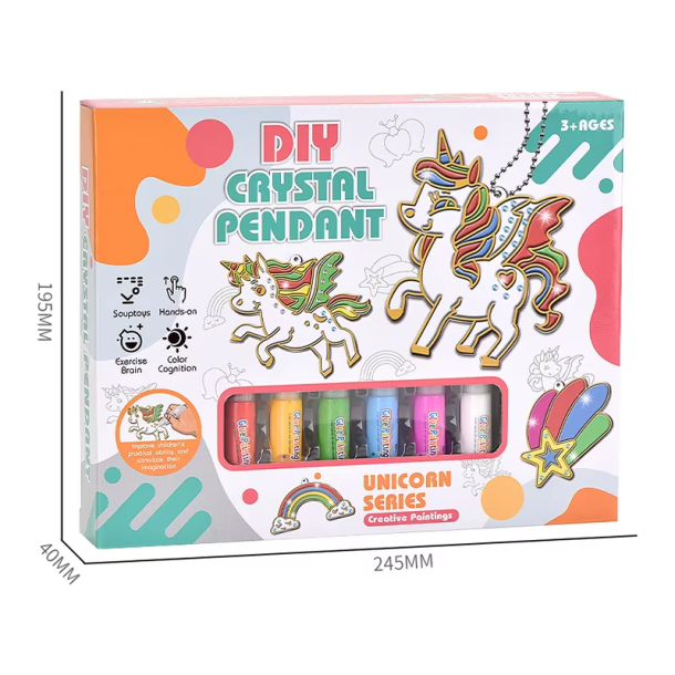DIY enhj�rningevedh�ng med maling og krystaller - 6 stk.