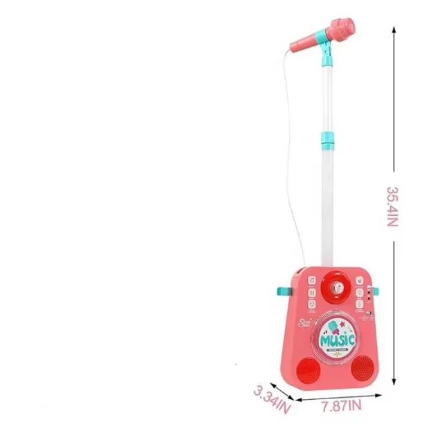 Karaokes�t til b�rn med mikrofonstativ og lys - Pink
