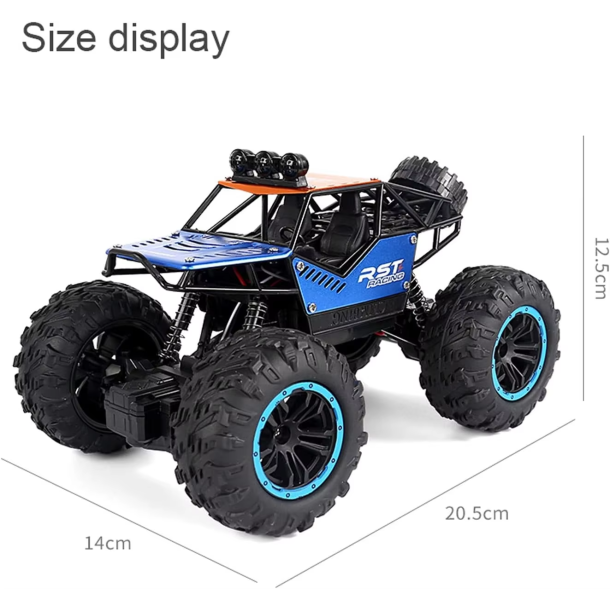 Fjernstyret offroad-bil med store terr�nd�k og lys - Gr�n