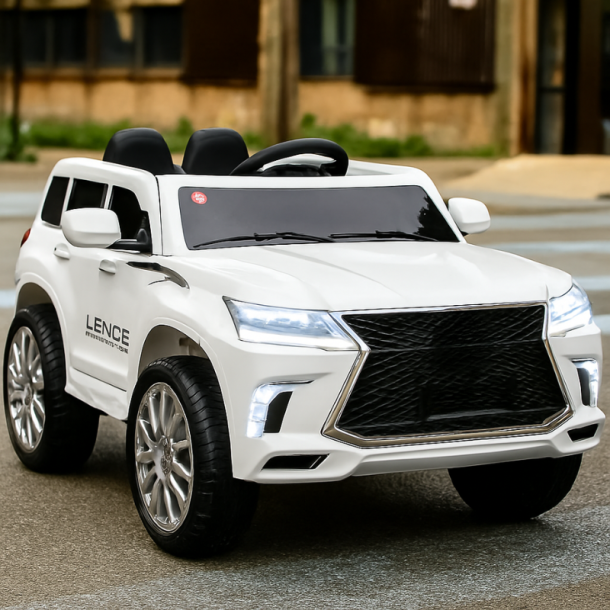 Lexus LX Elbil til Brn - 12V SUV med Lyd &amp; Lys (Hvid)