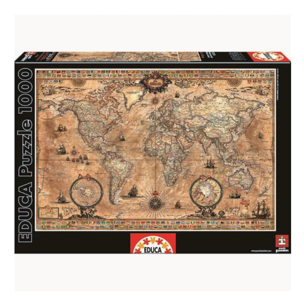Educa Antique World Map 1000-brikkers puslespil