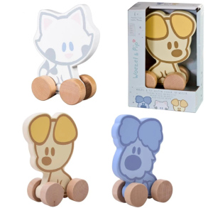 Woezel og Pip tr�figur med hjul assorterad