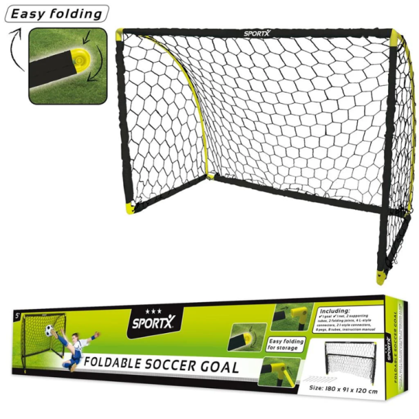 SportX foldbart fodboldm�l 180 x 91 x 120 cm