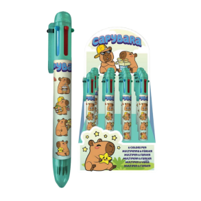 Multifarvet kuglepen Capybara - 6 farver