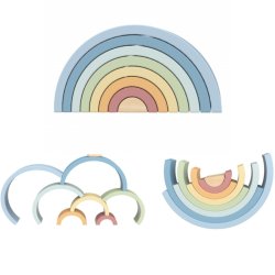 TOOKY TOY Trregnbue i Pastelfarver  Montessori Legetj (18 mdr+)
