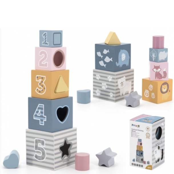VIGA PolarB Pyramide og Sorteringsklodser i Tr (fra 12 mneder)