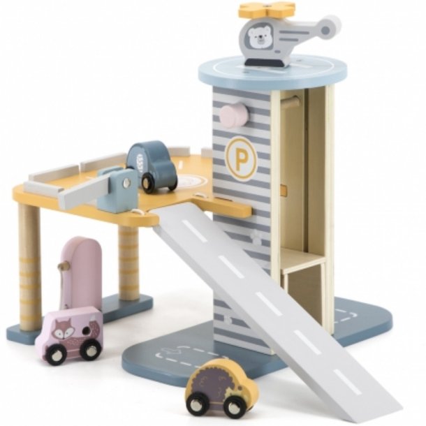 VIGA PolarB Parkeringshus i Tr med Helikopter og Biler (fra 3 r)