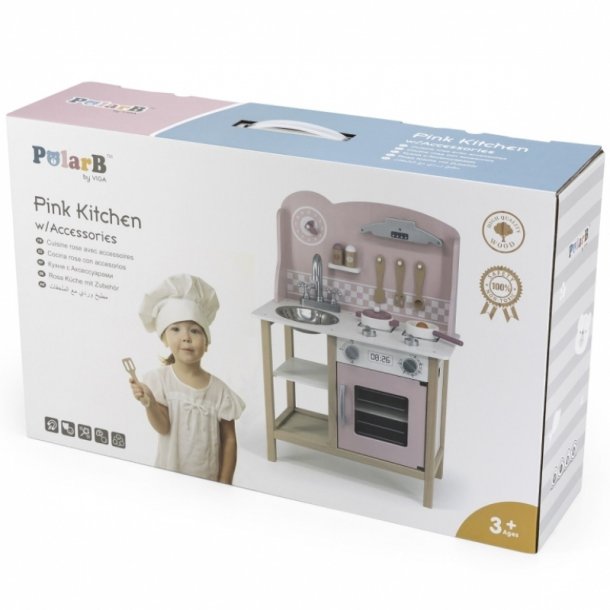 VIGA PolarB Legekkken i Tr med Tilbehr  Lyserd/rosa (fra 3 r)