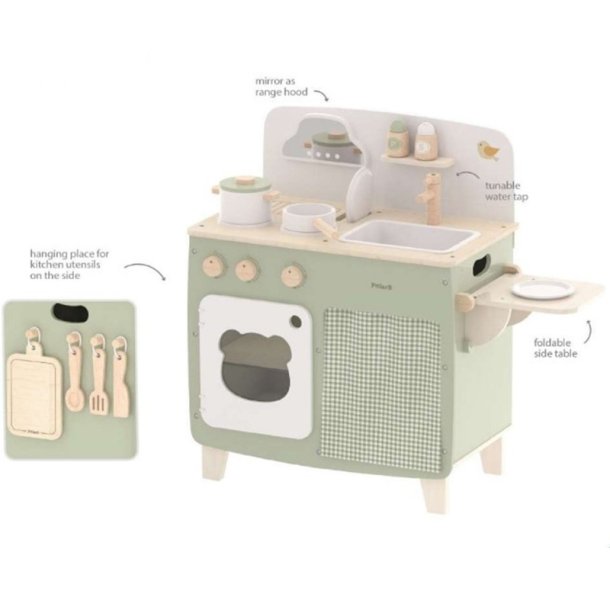 VIGA PolarB Legekkken i Tr med Foldebord og Skab  Mint (fra 3 r)