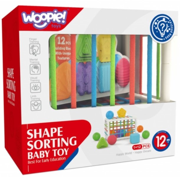 WOOPIE BABY Fleksibel Sanse-Kube med Former  13 dele (fra 12 mneder)