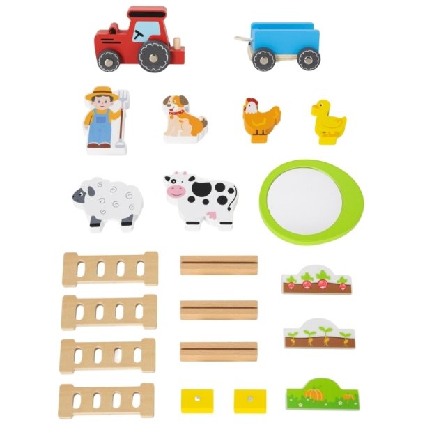 VIGA Bondegrd i Tr med Grdmandshus, Have og Traktor  21 dele (fra 3 r)