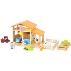 VIGA Bondegrd i Tr med Grdmandshus, Have og Traktor  21 dele (fra 3 r)