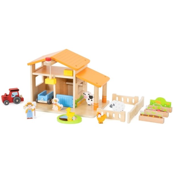 VIGA Bondegrd i Tr med Grdmandshus, Have og Traktor  21 dele (fra 3 r)
