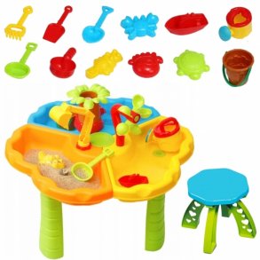 WOOPIE Vand- og Sandbord med Stol  2-i-1 Aktivitetsbord (fra 3 r)