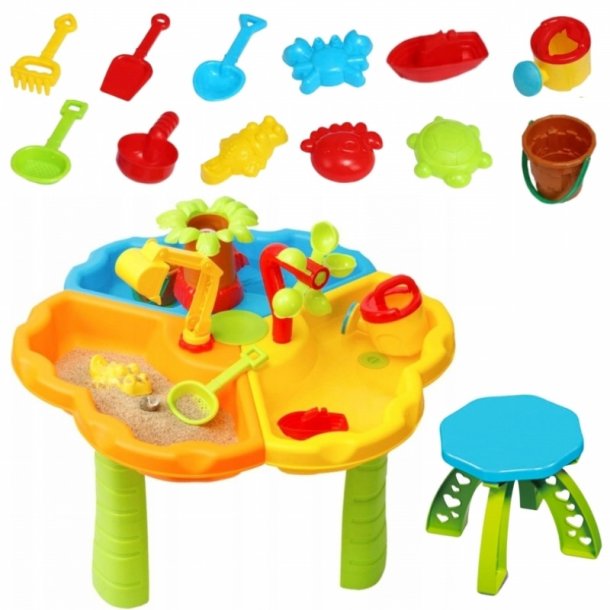 WOOPIE Vand- og Sandbord med Stol  2-i-1 Aktivitetsbord (fra 3 r)