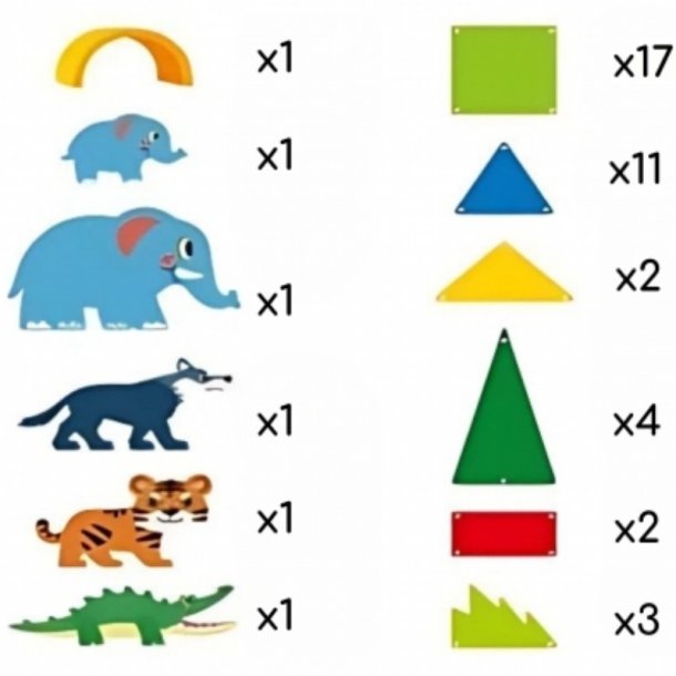 WOOPIE Magnetisk Byggest  Jungle Dyr 3D (45 dele, fra 3 r)