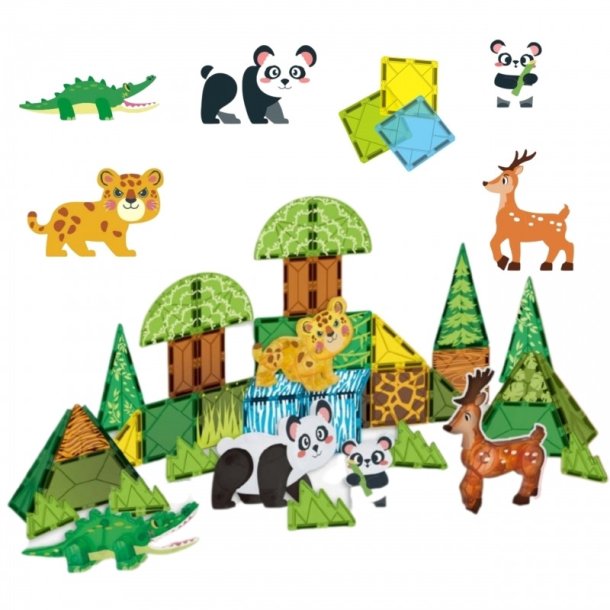 WOOPIE Magnetisk Byggest  Sjldne Dyr 3D (45 dele, fra 3 r)