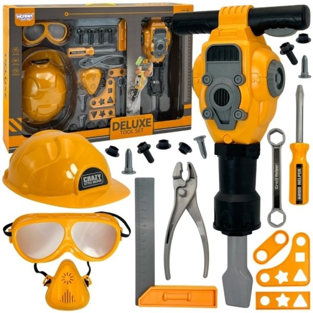 WOOPIE Lille Hndvrkerst med Hjelm og Tryklufthammer  21 dele