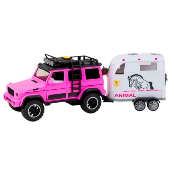 WOOPIE Pink SUV med hestetrailer 